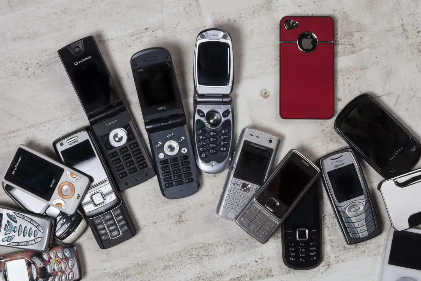 A selection of old mobile phones (cell phones)